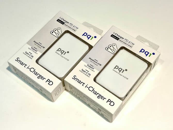 PQI – PD 61w (1C2A)快速充電器體積小巧，一個充電器即可滿足筆電、平板、 iPhone 等三款日常必備裝置的充電需求。
