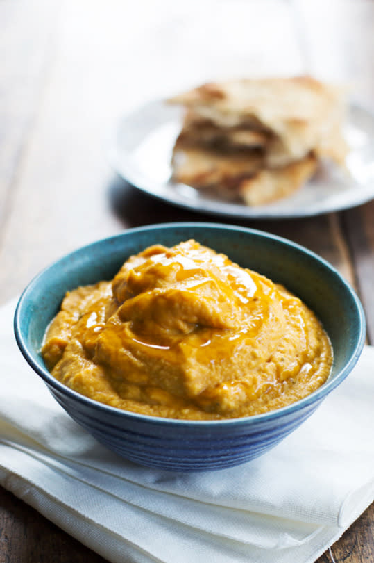 <p><b>7. Roasted Garlic & Rosemary Pumpkin Hummus</b></p><p><b>OK, we’ve already had tomato hummus, red pepper hummus, sweet potato hummus… Does the world <i>really</i> need pumpkin hummus? Computer says yes. Although it will have you fighting (and losing to) the urge to lick the bowl. </b></p><p><b>Get the recipe from <a rel="nofollow noopener" href="http://pinchofyum.com/roasted-garlic-rosemary-pumpkin-hummus" target="_blank" data-ylk="slk:Pinch of Yum;elm:context_link;itc:0;sec:content-canvas" class="link ">Pinch of Yum</a>.</b></p><p><b><br></b></p>