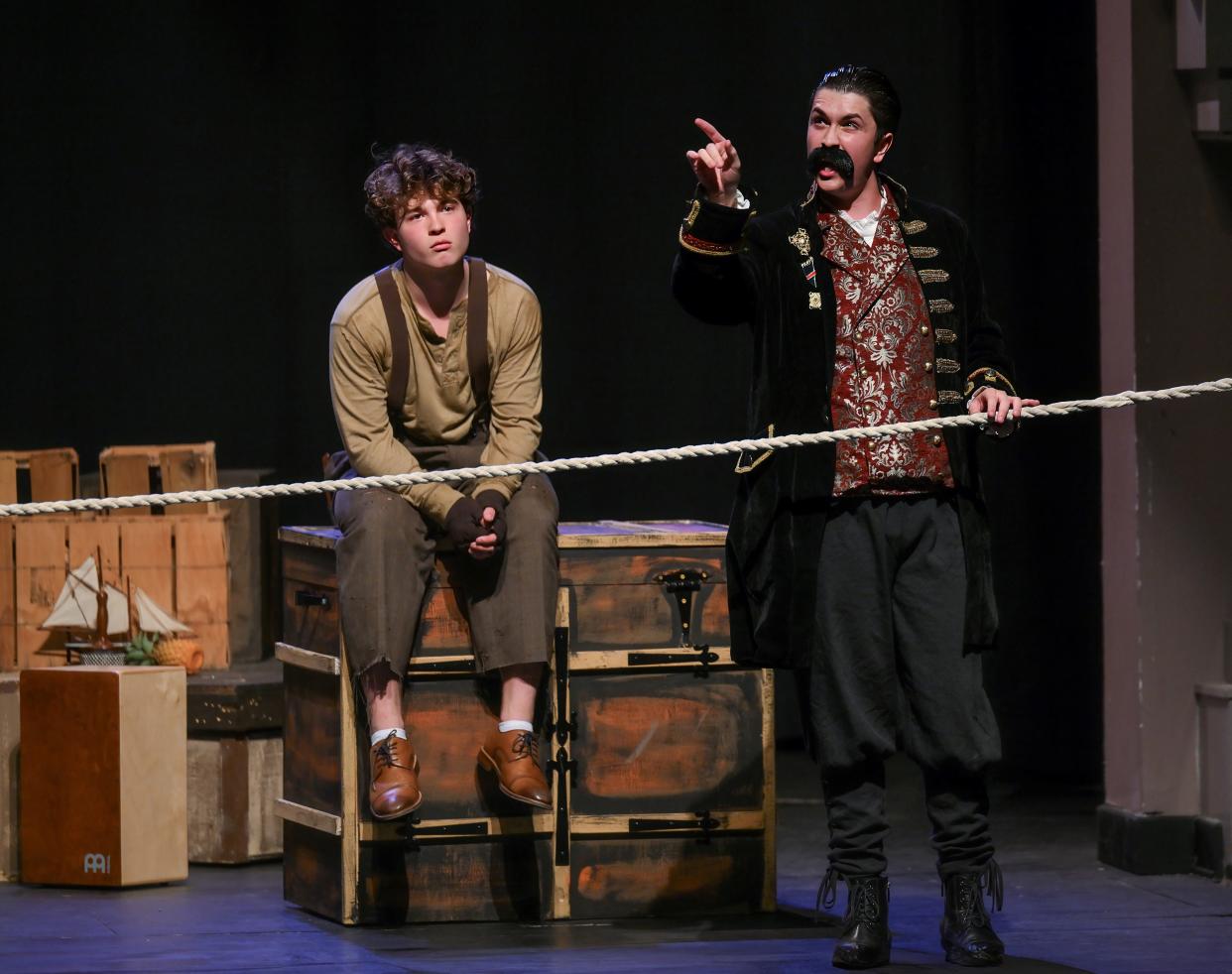 Savannah Country Day School students Daniel Bosch (left) and Ben Templeton act out a scene from "Peter and the Starcatcher' this past fall. Both actors won individual awards at the 2023 GHSA regional and state competitions in addition to the cast's overall wins.