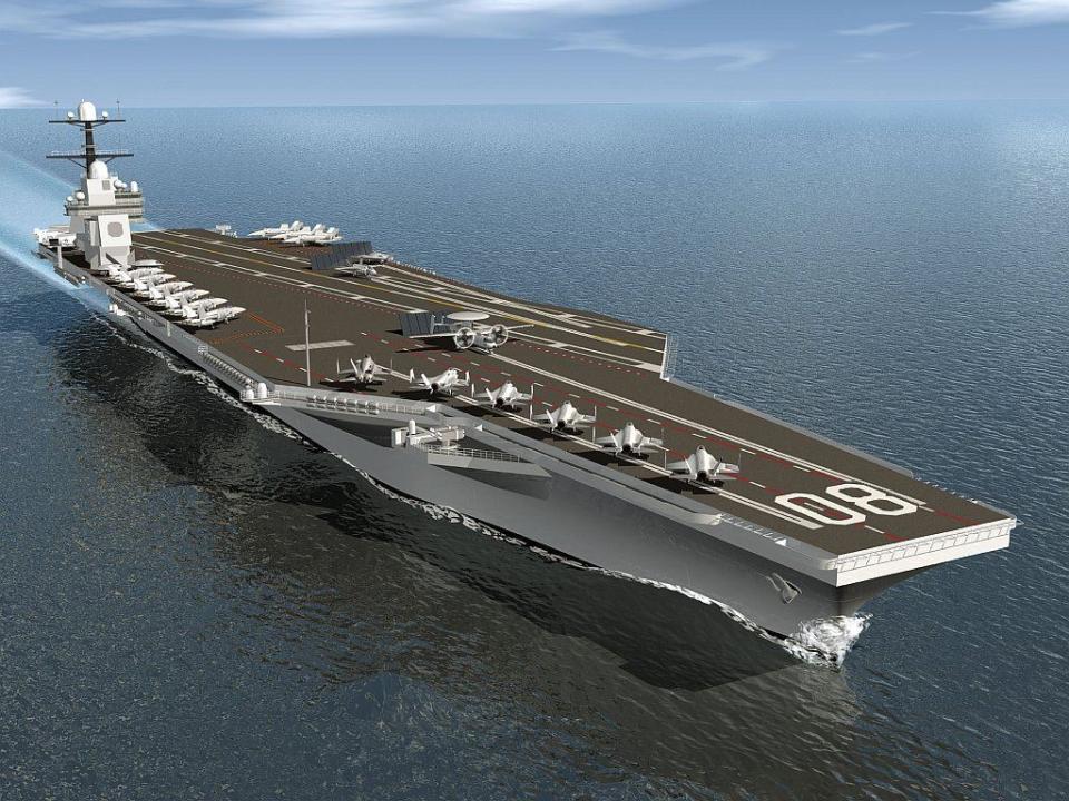 美國海軍「福特級」(Gerald R. Ford-class)航空母艦的3號艦「企業號(USS Enterprise CVN-80)」想像圖。   圖：翻攝US NAVY