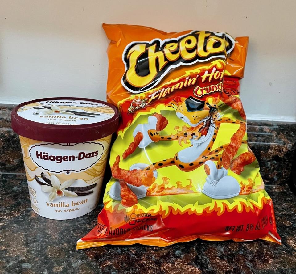 Ice cream and Flamin' Hot Cheetos