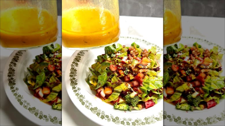 Salad with pumpkin vinaigrette