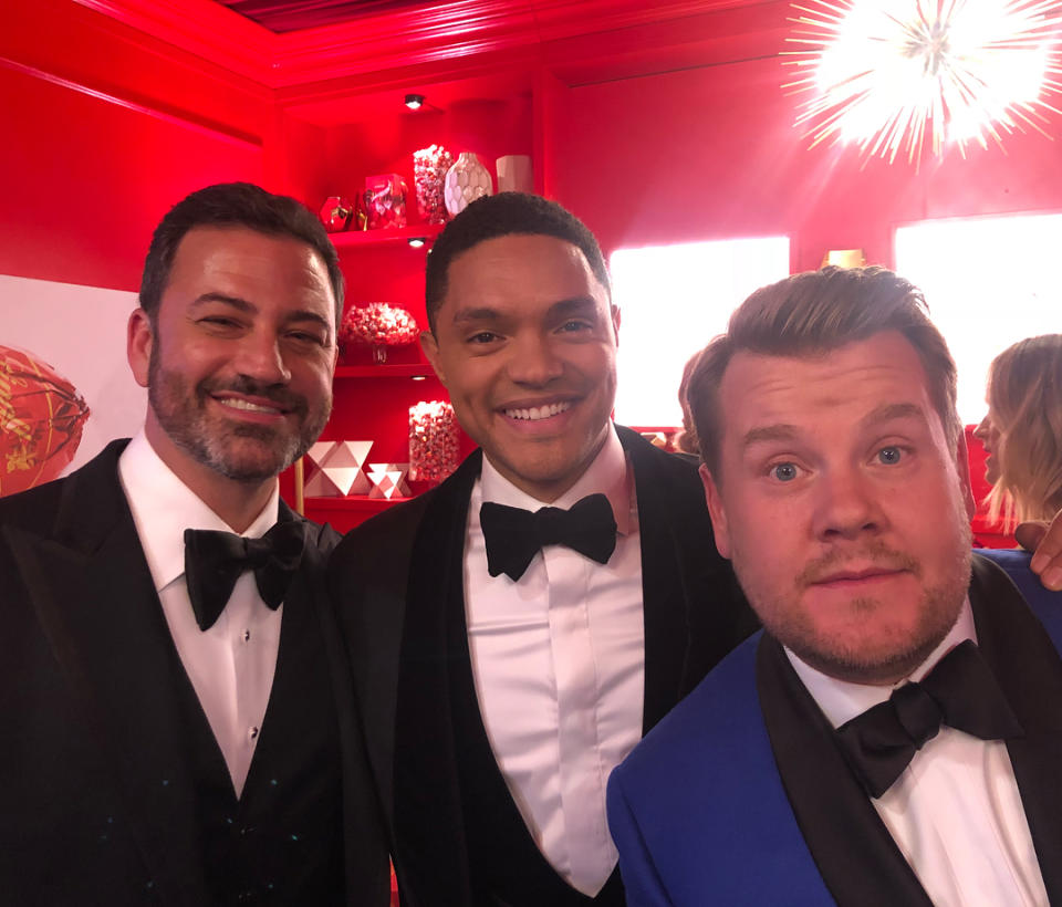 Jimmy Kimmel, Trevor Noah y James Corden