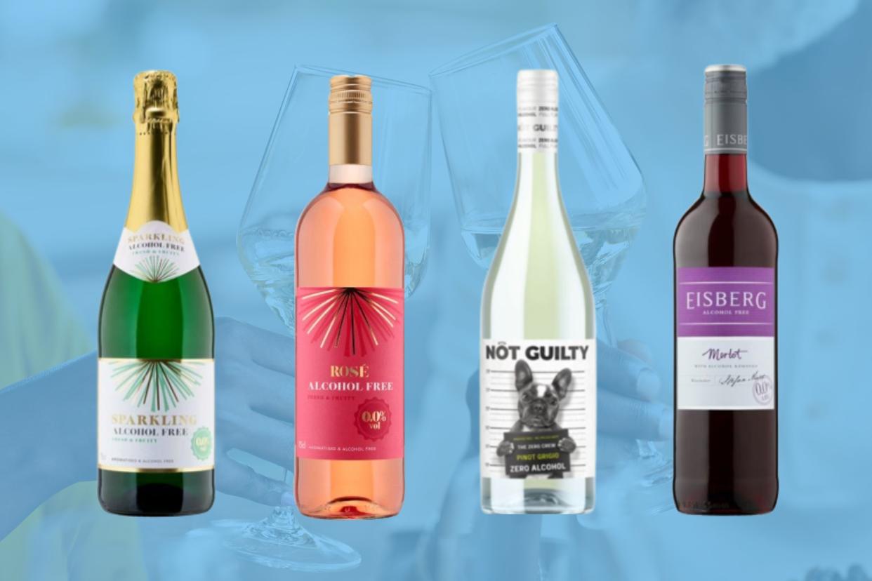  A collage of the best non alcoholic wines. 