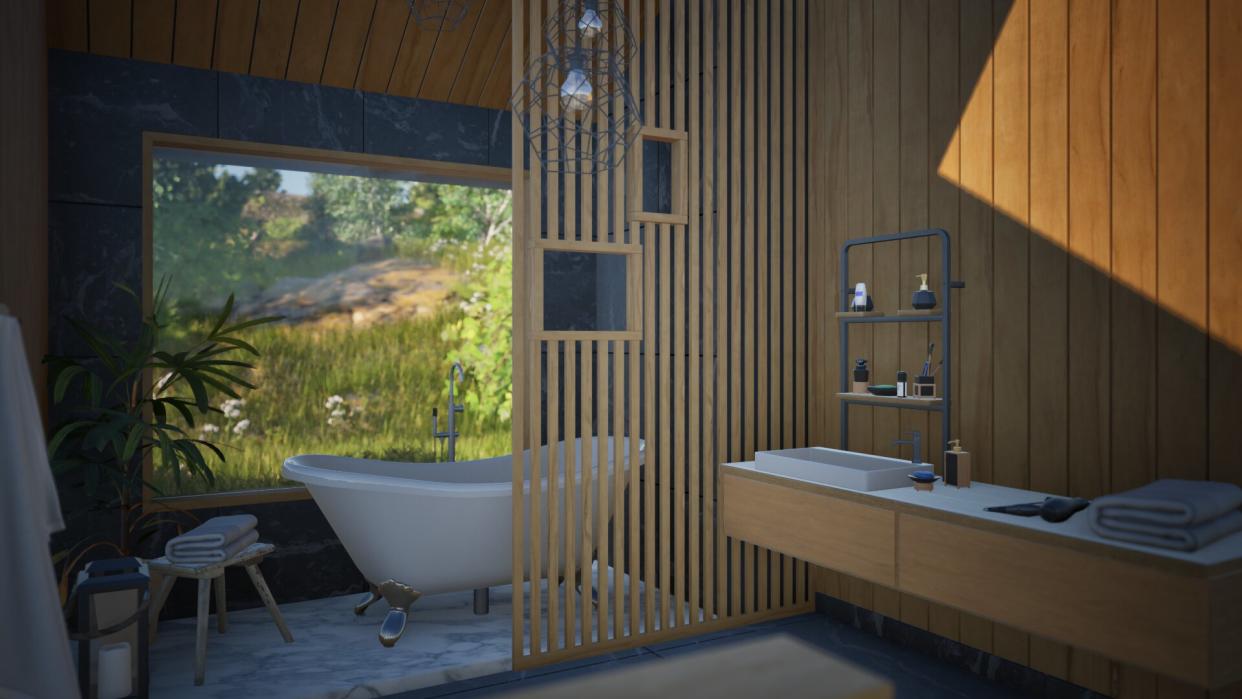 Get started in Twinmotion; a render of a designer bathroom. 