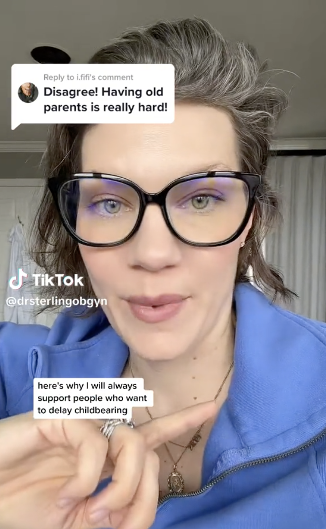 a woman talking in a tiktok