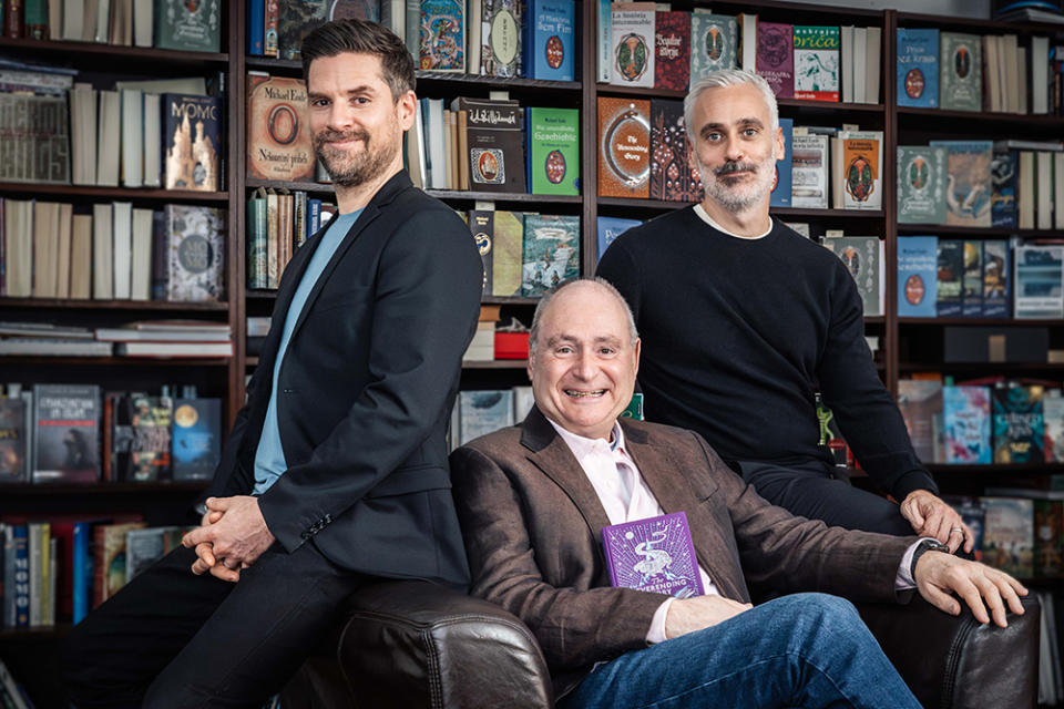 MUNICH, GERMANY - March 20:  Ralph Gassmann, Roman Hocke and Iain Canning photographed as Michael Ende Productions and See-Saw Films have announced plans to develop a film adaptation of Michael Ende’s The Neverending Story. (Photo by Nathan Zentveld/Getty Images for See-Saw Films)