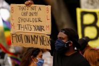 Protest against racial inequality in the aftermath of the death in Minneapolis police custody of George Floyd in Los Angeles