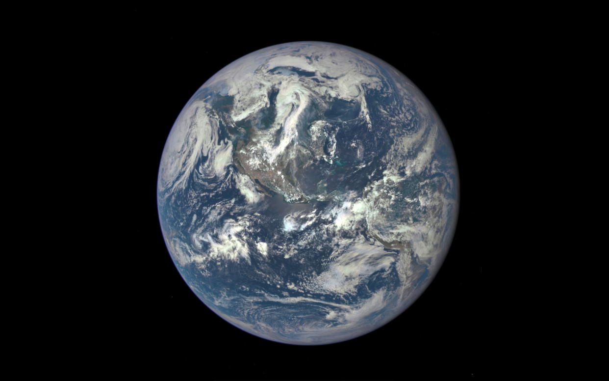  The Deep Space Climate Observatory (DSCOVR) satellite captured its first view of the entire sunlit side of Earth from one million miles away on July 6, 2015. 