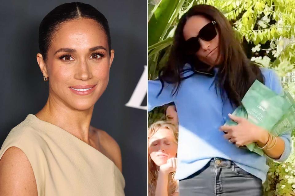 <p>Robin L Marshall/FilmMagic; Clevr/ Instagram</p> Meghan Markle appears in social media video for "Clevr"