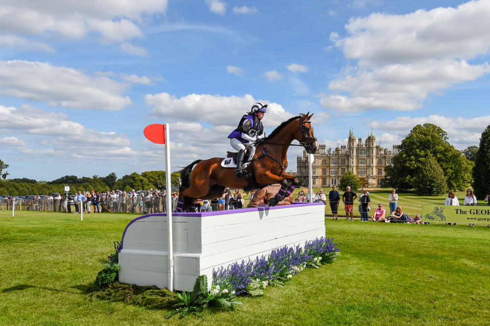 Emma Thomas riding Icarus X for GBR during the cross country phase at the Defender Burghley Horse Trials