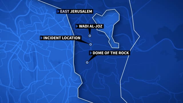 A graphic map showing the location of a video recorded in Jerusalem