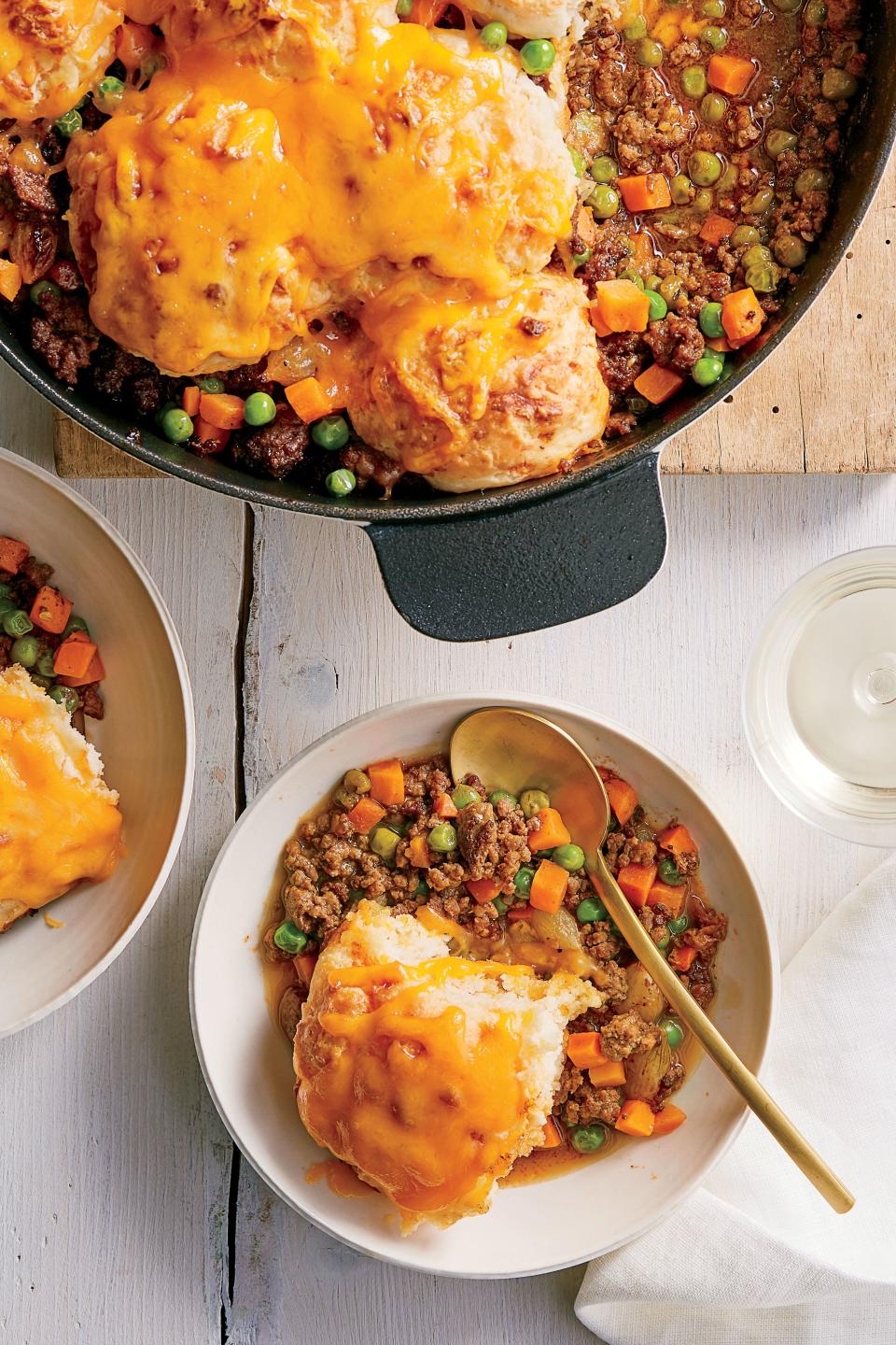 Beef Stew with Cheddar Biscuits