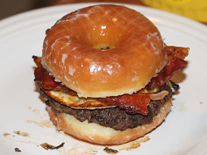 <b>Georgia: The Luther Burger</b> This infamous burger is placed between two donuts instead of a hamburger bun.<br> <br> (Image courtesy Marshall Astor)