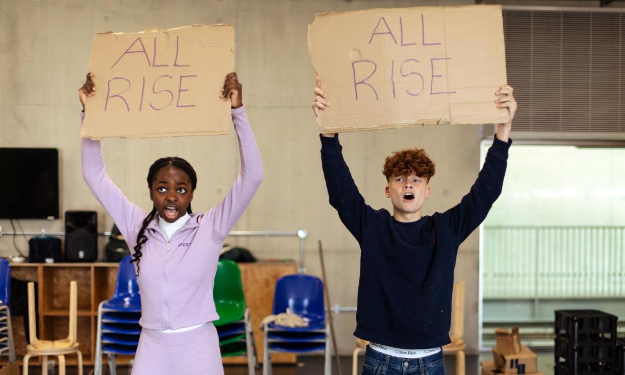 <span>Rehearsals for the Children’s Inquiry, which is being staged at the Southwark Playhouse.</span><span>Photograph: Alex Powell</span>