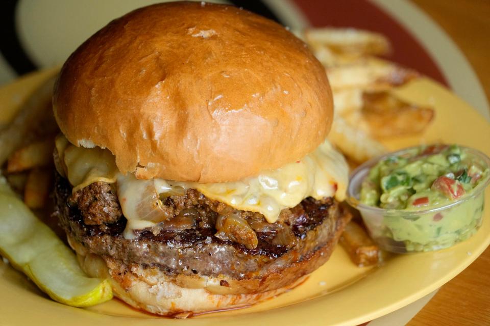 The Big O burger at Oscar's Pub & Grill, 1712 W. Pierce St., is an 8-ounce patty topped with spicy chorizo, sliced jalapenos, chipotle jack, smoked gouda, hickory bacon and fried onions, with house-made guacamole on the side.