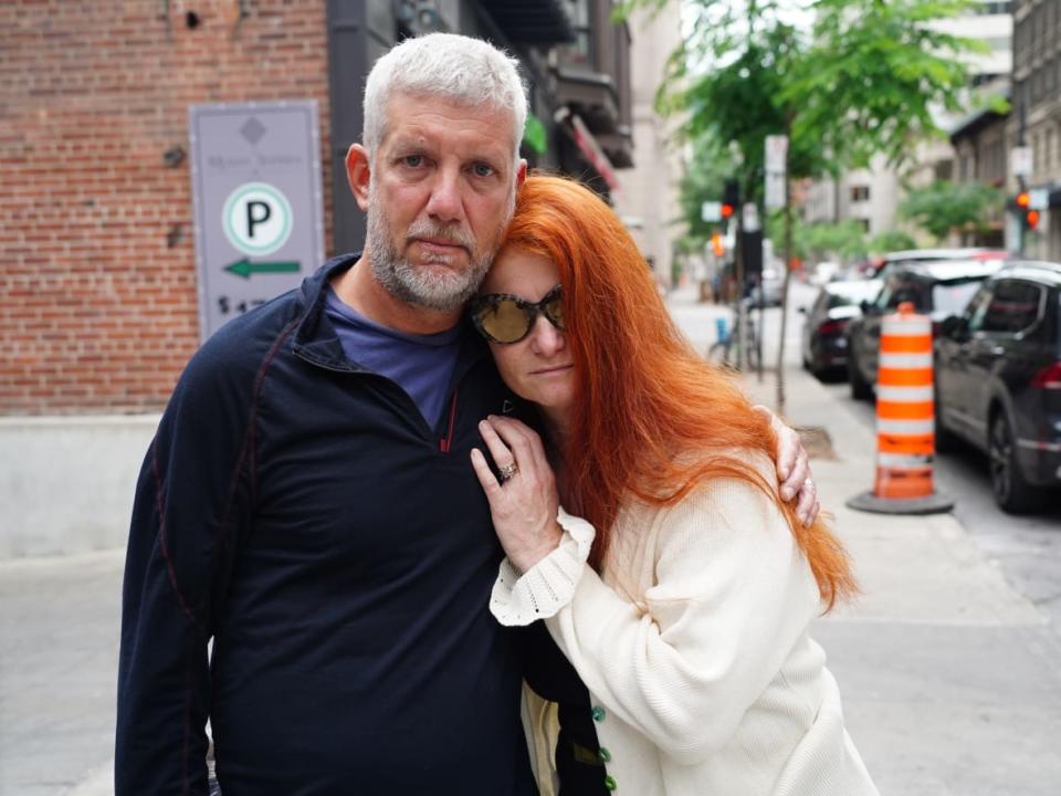 Josh Slatkoff and his wife Tara Sharpe had just been visiting family in Ottawa before they headed to Montreal to catch a connecting flight to London, U.K.  (Charles Contant/Radio-Canada  - image credit)