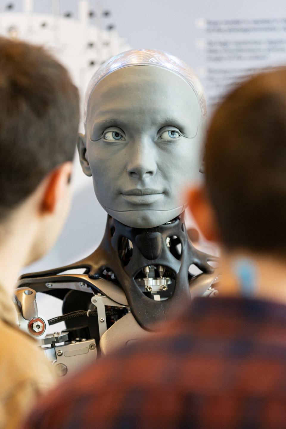 Humanoid robot 'Rmeca' is pictured at AI for Good Global Summit, in Geneva, Switzerland, July 6, 2023.