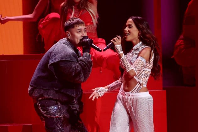 Tiago PZK and Anitta perform on stage during the 2024 MTV Video Music Awards - Credit: Mike Coppola/Getty Images/MTV