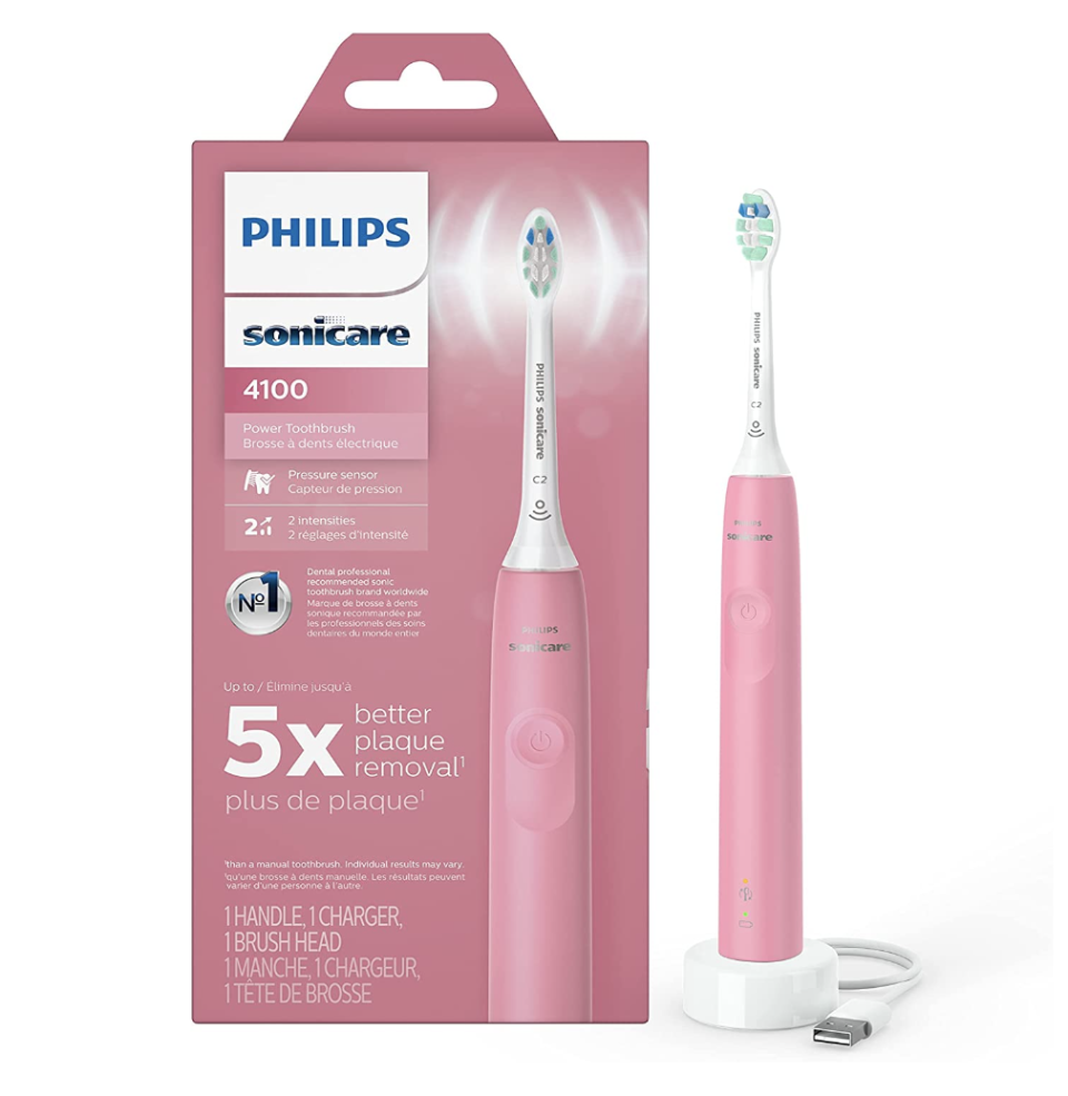 Philips Sonicare 4100 Power Toothbrush, Rechargeable Electric Toothbrush with Pressure Sensor in Deep Pink (Photo via Amazon)