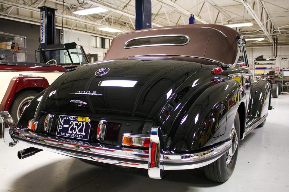 The rear of the Mercedes-Benz restored by McPherson College students.