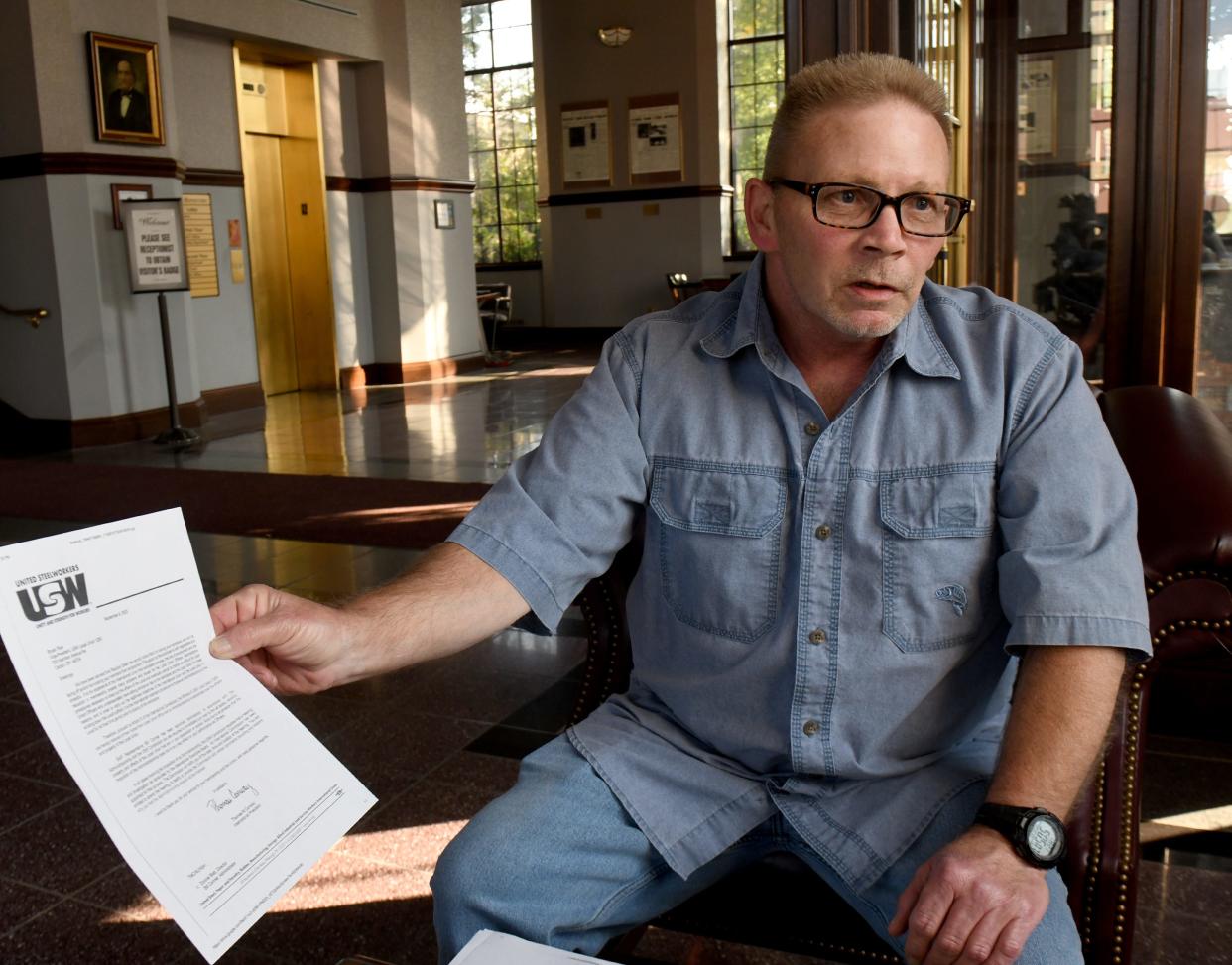 Anthony Garrison, a former Republic Steel employee who is suffering health effects from high levels of lead, talks about working at the Canton steel plant in September.