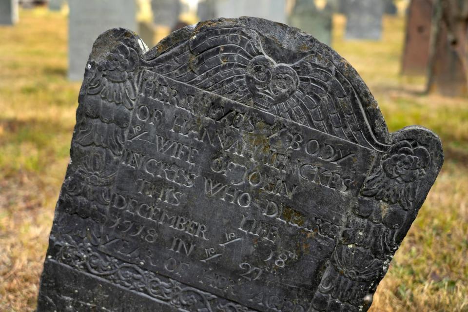 One of the cemetery's earliest gravestones.