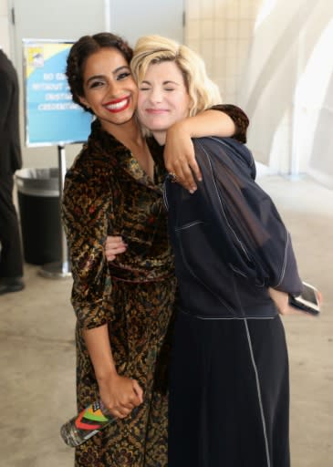 SAN DIEGO, CA - JULY 19: Mandip Gill (L) and Jodie Whittaker attend the Doctor Who: BBC America's Official panel during Comic-Con International 2018 at San Diego Convention Center on July 19, 2018 in San Diego, California. Joe Scarnici/Getty Images for BBC America/AFPSAN DIEGO, CA - JULY 19: Mandip Gill (L) and Jodie Whittaker attend the Doctor Who: BBC America's Official panel during Comic-Con International 2018 at San Diego Convention Center on July 19, 2018 in San Diego, California. Joe Scarnici/Getty Images for BBC America/AFP