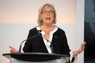 Green Party leader Elizabeth May speaks during a debate hosted by Macleans/Citytv in Toronto