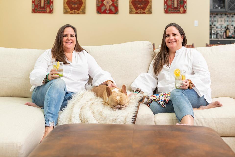 Allison Love and Jennifer Ritz, twin sisters and Texas Tech alumni, own Toddi Vodka. An image of Clovis, a French Bulldog, is featured on each bottle of vodka.