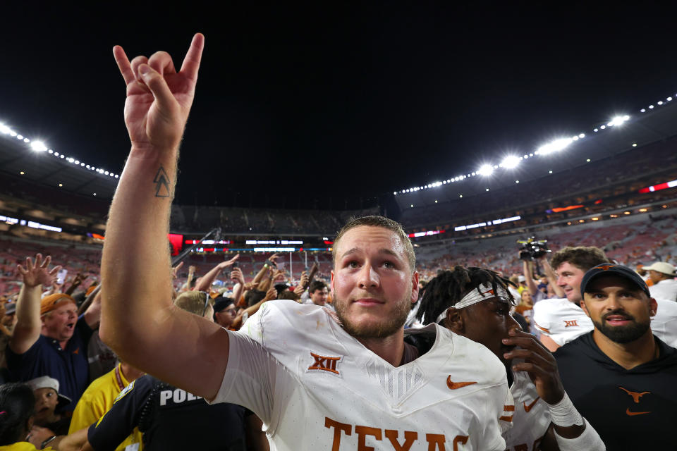 Quinn Ewers and the Longhorns beat Alabama 34-24. (Kevin C. Cox/Getty Images)