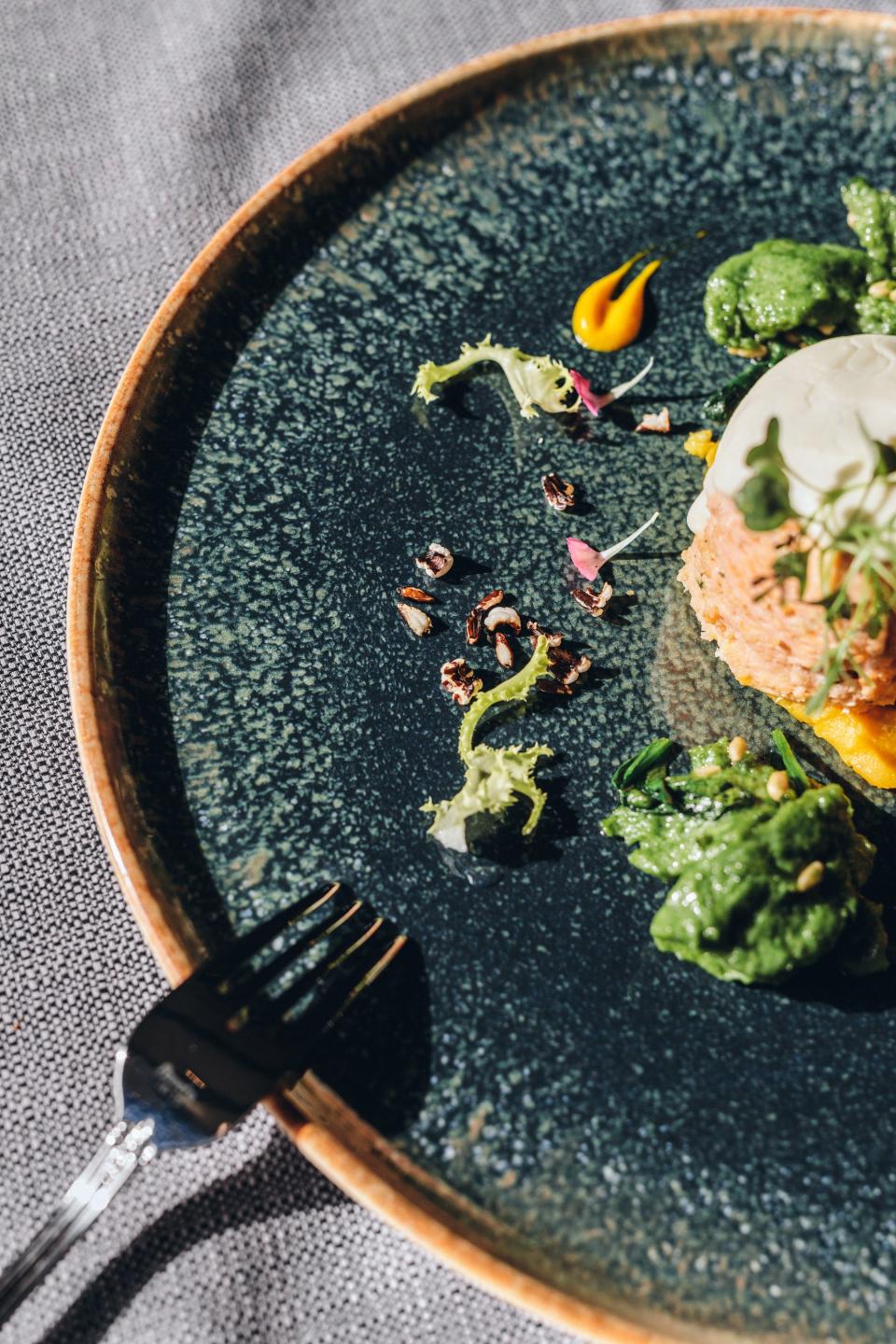 A salmon-and-spinach dish at Restauracja Kubicki, Gdańsk’s oldest restaurant