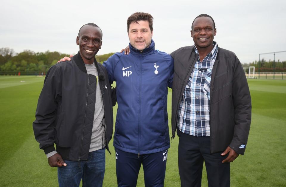 london marathon winner eliud kipchoge visits tottenham hotspur training centre