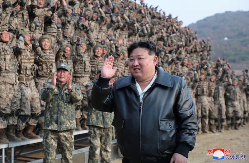 North Korean leader Kim Jong Un attends military demonstration