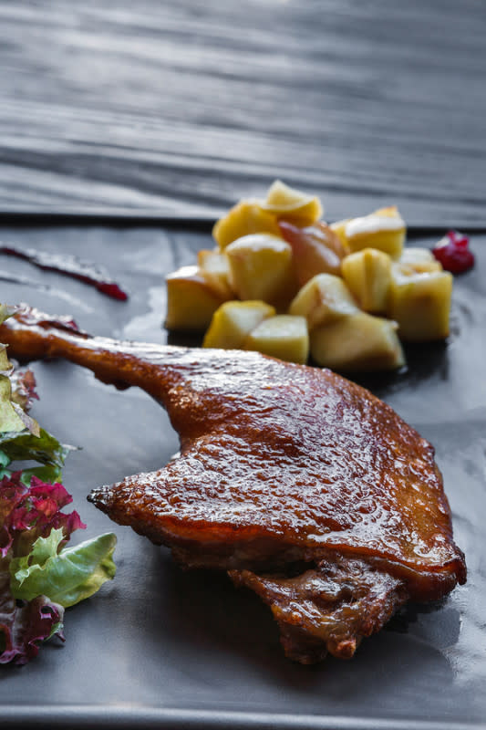 <p>Wine 4 Food</p><p>Many Pinot Noirs have berry nuances, so it makes complete sense to turn blueberries into an easy, yet luxurious, pan sauce for gamey duck.</p><p><strong>Get the recipe: <a href="https://www.wine4food.com/recipes/roasted-duck-blueberry-pinot-noir-sauce/" rel="nofollow noopener" target="_blank" data-ylk="slk:Roasted Duck with Blueberry Pinot Noir Sauce;elm:context_link;itc:0;sec:content-canvas" class="link rapid-noclick-resp">Roasted Duck with Blueberry Pinot Noir Sauce</a></strong></p>