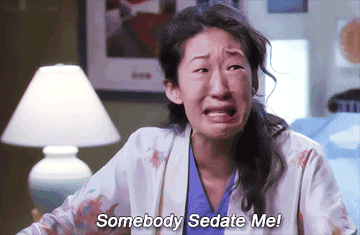 Cristina Yang from Grey's Anatomy is in distress and requests sedation in a dramatic scene