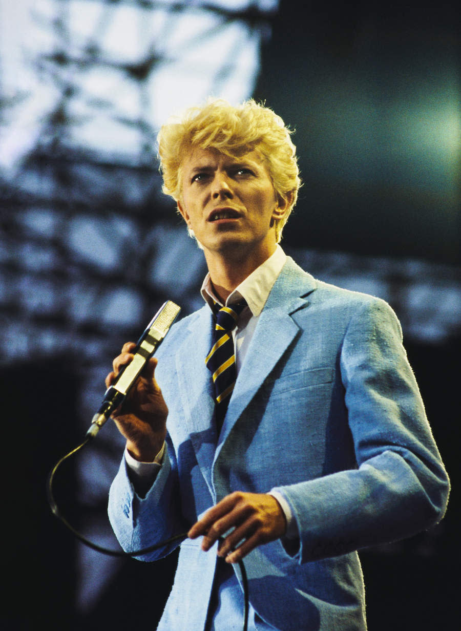 David Bowie on stage during the first night of his Serious Moonlight World Tour at the Vorst Forest Nationaal in Brussels, Belgium on 18th May 1983.