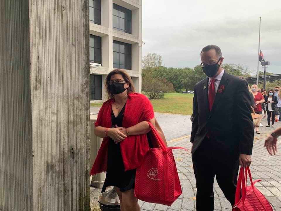 Alisa and John McMorris before the sentencing. (Lisa Finn/Patch)