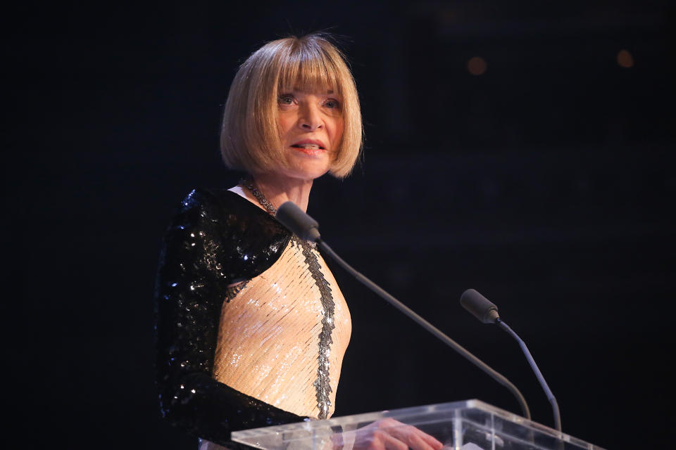 LONDON, ENGLAND - DECEMBER 02: Anna Wintour on stage during The Fashion Awards 2019 held at Royal Albert Hall on December 02, 2019 in London, England. (Photo by Lia Toby/BFC/Getty Images)