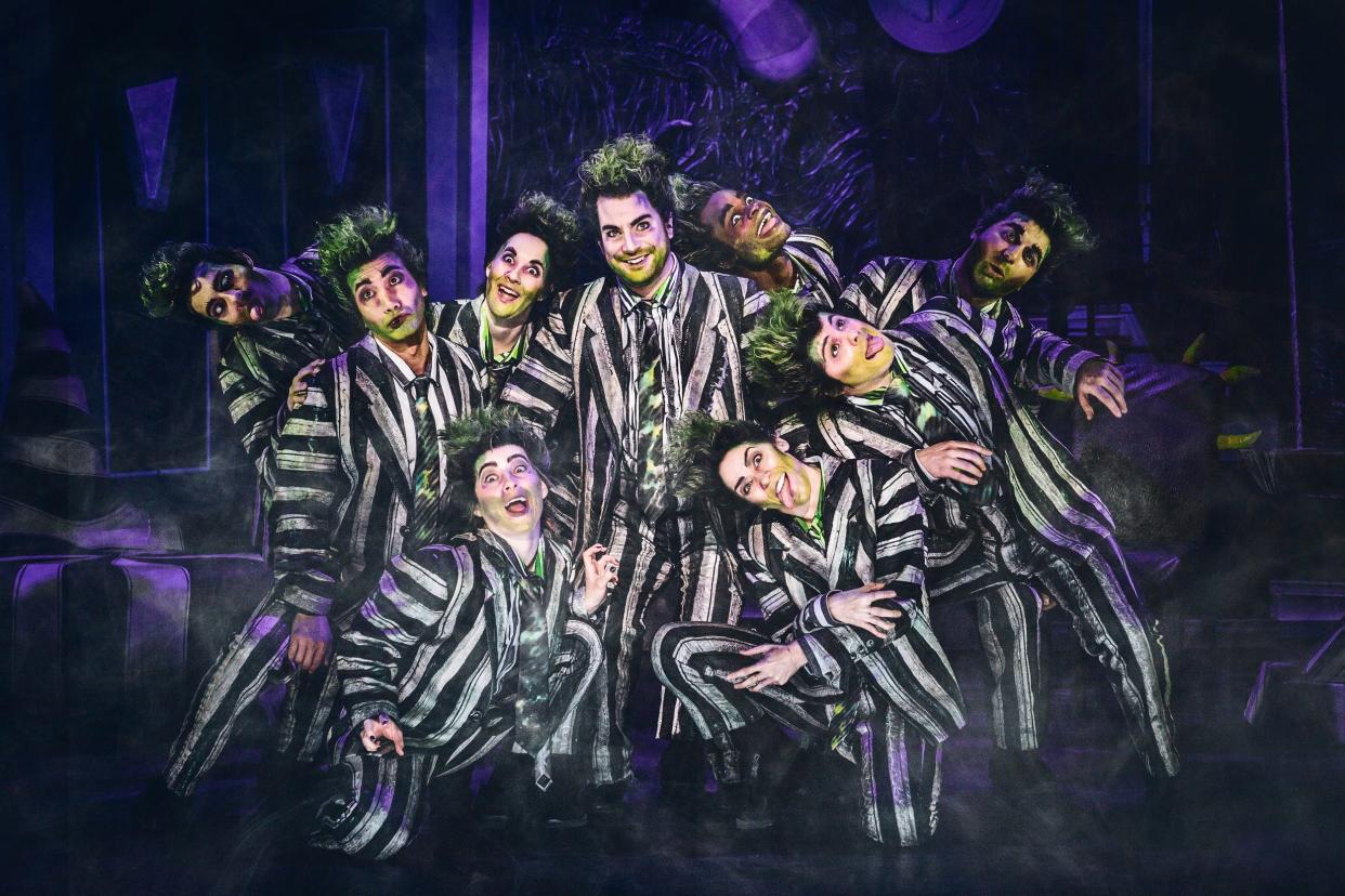 Justin Collette, center, and the tour company of "Beetlejuice The Musical."