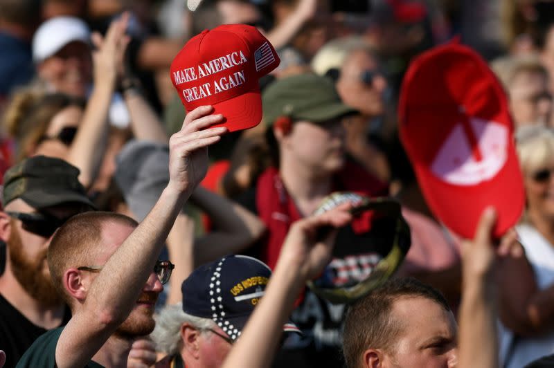 Former U.S. President Trump holds a rally in Wellington, OH