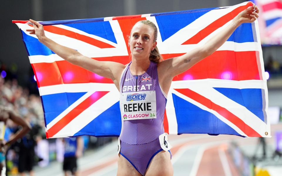 Jemma Reekie celebrates claiming world championship indoor silver