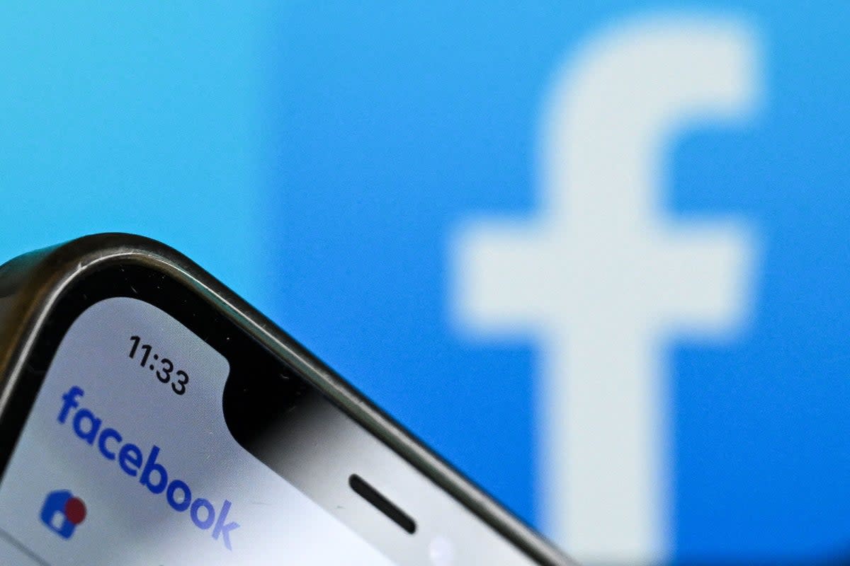 A photo taken on 17 November, 2023, showing the logo of Facebook  (AFP via Getty Images)