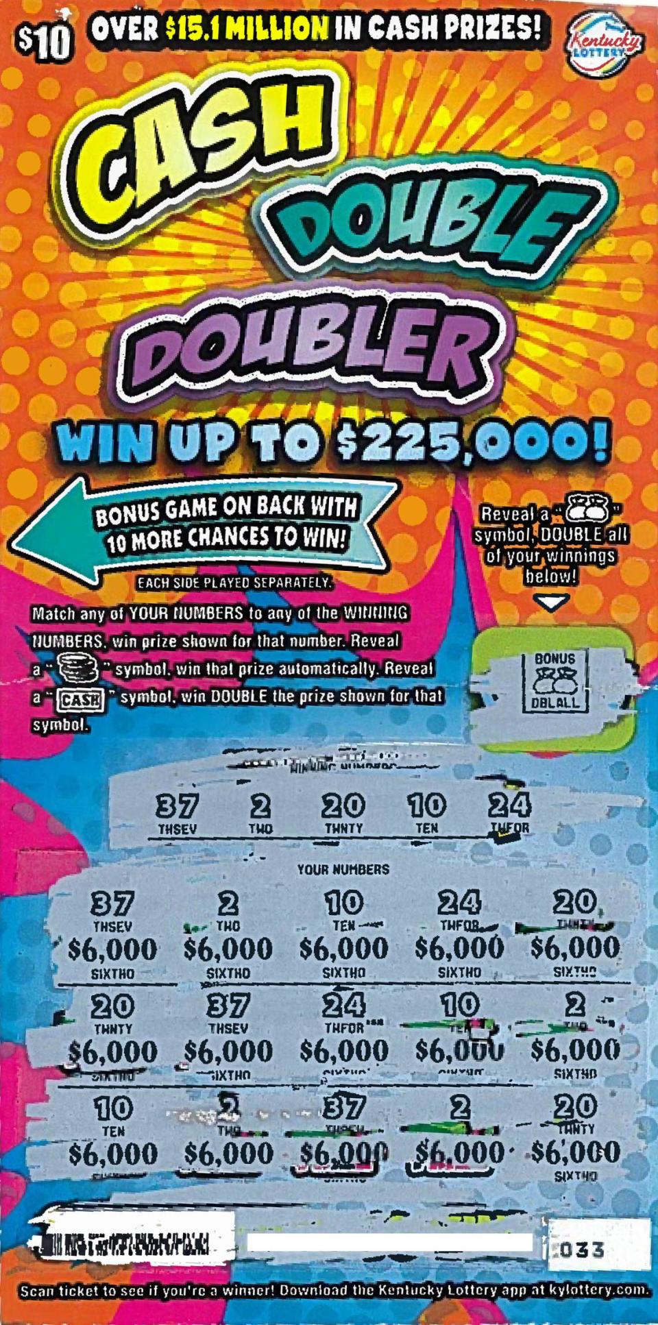 The winning ticket that won a Louisville woman a quarter of a million dollars.