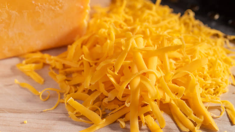 grated cheddar and block