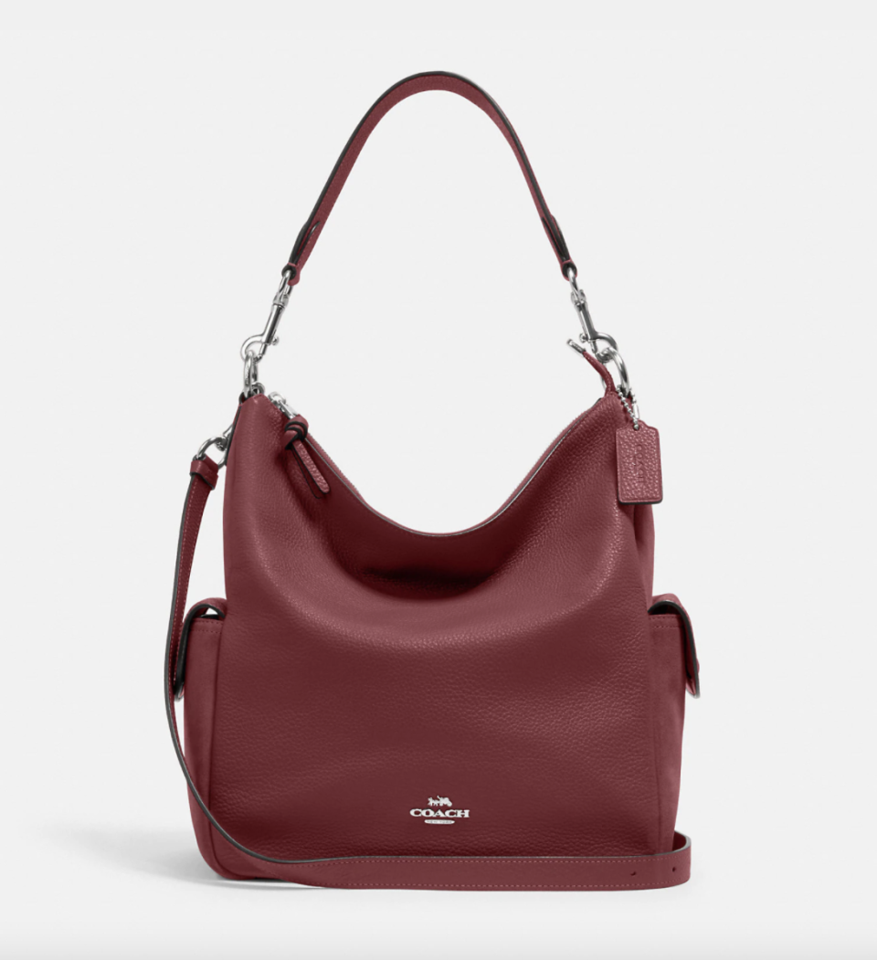 Pennie Shoulder Bag in deep red leather (Photo via Coach Outlet)