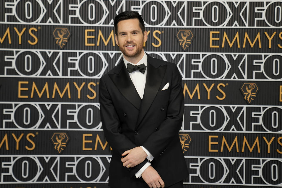 Tom Riley arrives at the 75th Primetime Emmy Awards on Monday, Jan. 15, 2024, at the Peacock Theater in Los Angeles. (AP Photo/Ashley Landis)