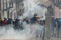 Protests against Ecuador's President Lenin Moreno's austerity measures, in Quito