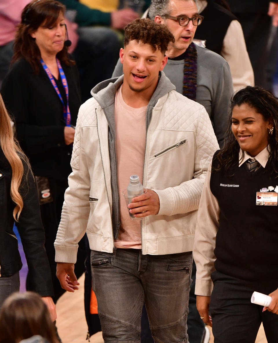 Mahomes at a New York Knicks basketball game in New York City on March 30, 2019.