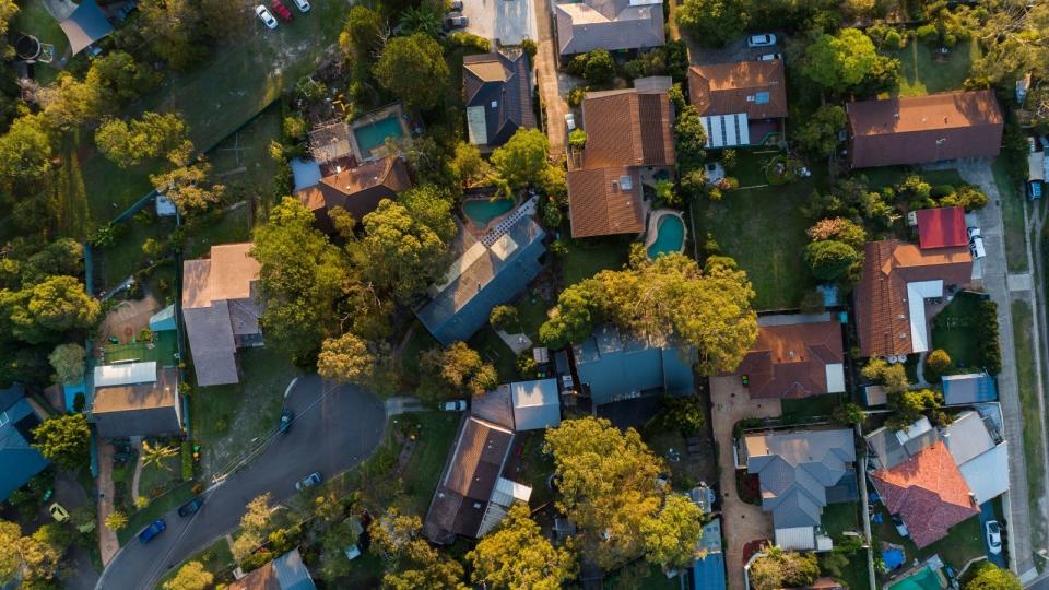 Aerial shot of housing in Sydney.